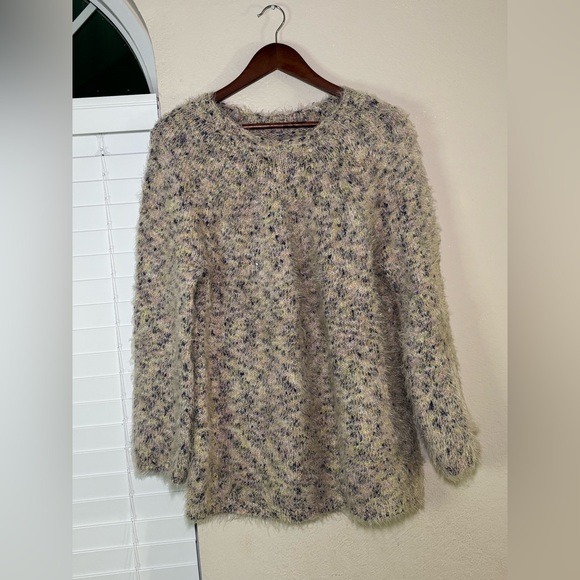 Lou & Grey Womens Sweater Large Long Sleeve Pullover Fuzzy Eyelash Knit Speckled - Picture 2 of 6